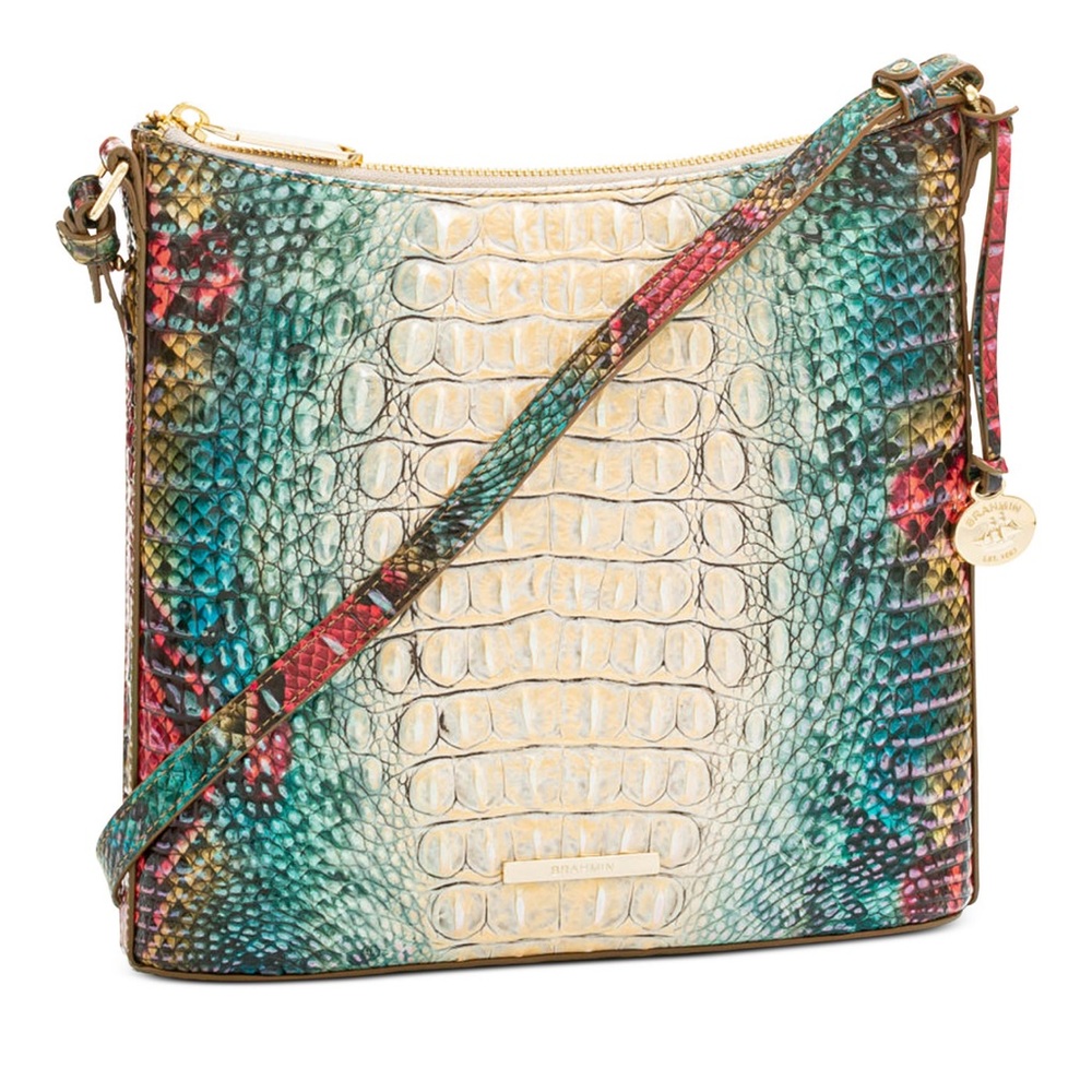 💚💙❤️💛BRAHMIN Katie Melbourne Embossed Leather Crossbody Bag Komodo Ombre 💙❤️
